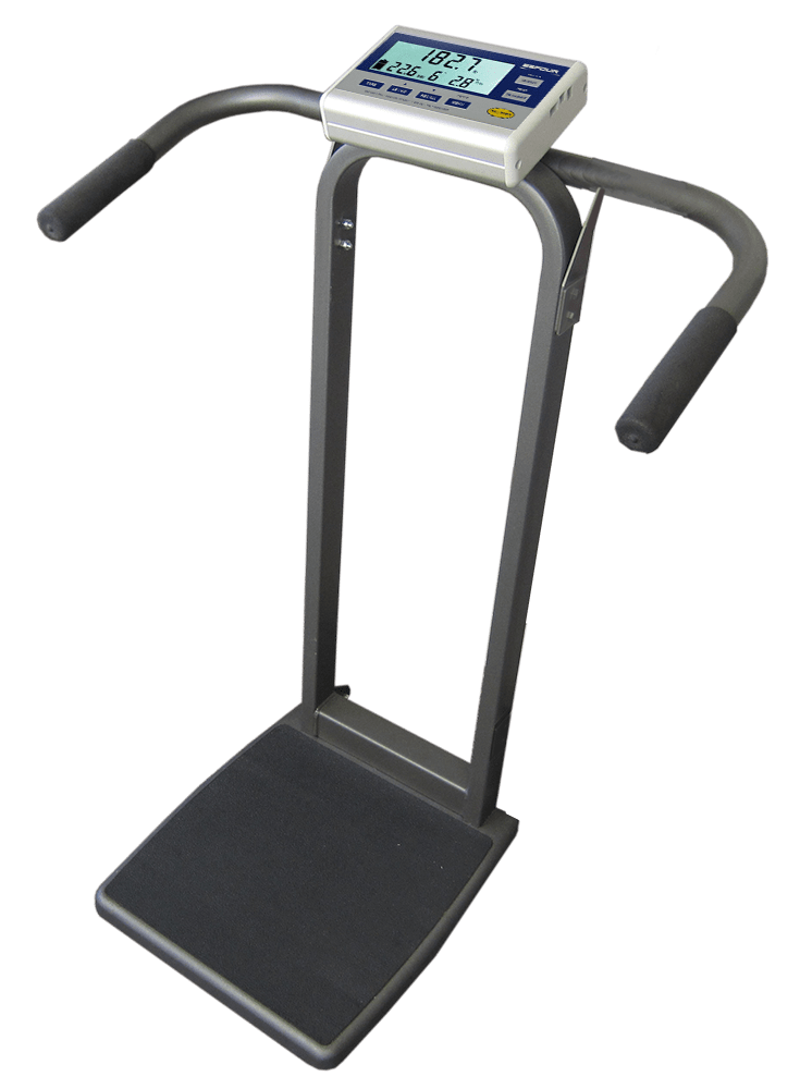 MX308 healthcare scale with handrail